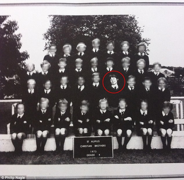 Philip Nagle (circled) claims 12 out of the 33 of pupils in the photograph went on to commit suicide because of the sexual abuse that took place at the school