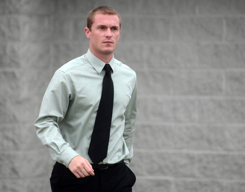 Daniel Jack leaves District Justice Peck-Yakopec's court room after his arraignment at the Allegheny Township building on Tuesday, June 2, 2015.