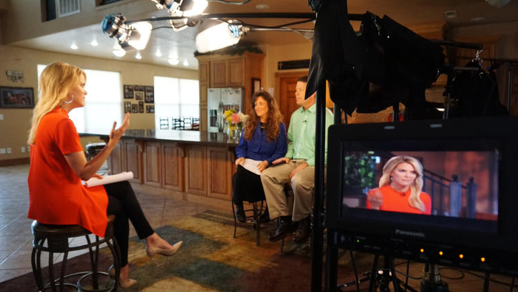 Fox News Channel's Megyn Kelly interviews Jim Bob Duggar and Michelle Duggar of the TLC program "19 Kids and Counting" at their home in Tontitown, Arkansas. (Handout)