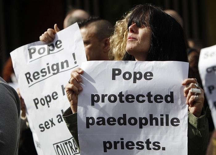 Demonstrators called for Pope Benedict to resign in 2010 over sexual abuse scandals in the Catholic Church. On Friday, June 5, prosecutors announced charges against the Roman Catholic Archdiocese of Minneapolis and St. Paul for mishandling sex abuse allegations. Reuters