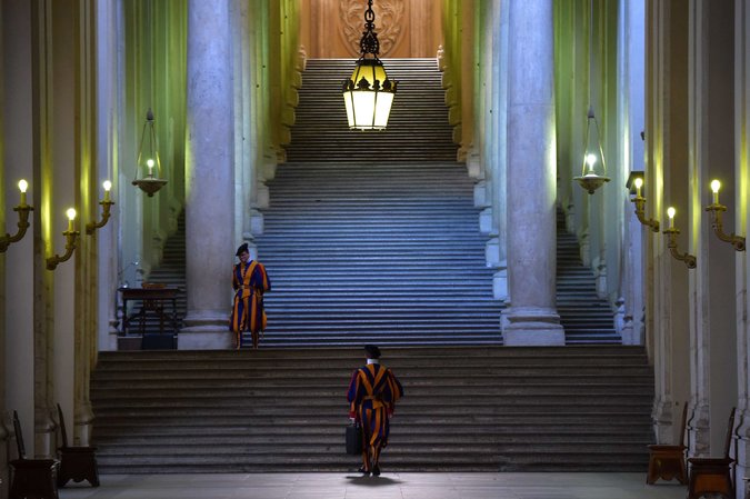 Swiss Guards at the Vatican on Wednesday.