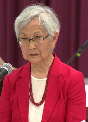 Mary Kitagawa, who spoke on behalf of her uncles who were victimized, says she accepts the apology of the Anglican Church. (CBC)