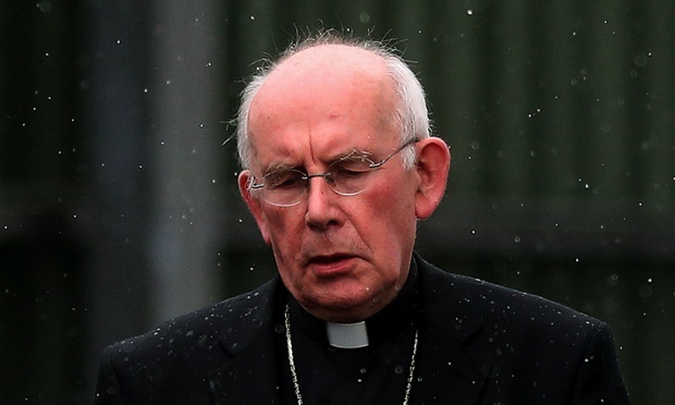 Cardinal Sean Brady leaves the Historical Institutional Abuse Inquiry at Banbridge courthouse, Co Down. ‘The scandal was kept a secret – very, very secret,’ he told the inquiry. Photograph: Brian Lawless/PA