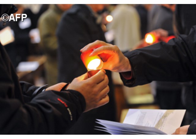 Participants at a 2012 penitential liturgy in the Rome church of St Ignatius pray for forgiveness and healing from sexual abuse - AFP