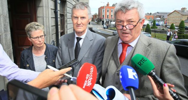 Former archbishop of Benin, Richard Burke pictured leaving the Four Courts on Thursday after a settlement was announced in his High Court action for damages against RTE. Photograph: Collins