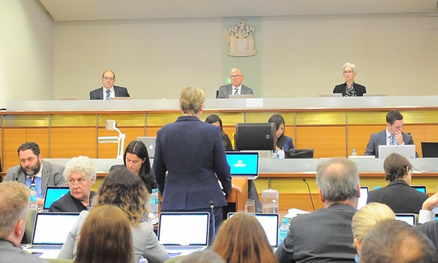 Justice Peter McClellan (centre, on bench), expects 7,000 private sessions will be held by the time the royal commission is completed in December 2017. Photograph: www.childabuseroyalcommission.gov.au