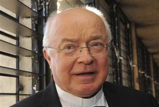FILE - This March 15, 2013 file photo shows Archbishop Jozef Wesolowski, papal nuncio for the Dominican Republic, in Santo Domingo, Dominican Republic. A Vatican official says that a former papal diplomat charged with the sexual abuse of boys was hospitalized and put in intensive care ahead of the opening of his trial at the Vatican. The trial against Jozef Wesolowski had been scheduled to open on Saturday, July 11, 2015 in a Vatican courtroom. Now the judge is expected to immediately adjourn to a later date. (AP Photo/Manuel Diaz, File)