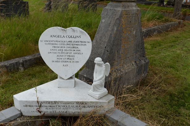 Tribute...Mary's plaque for hermother Angela Collins at The Peacock Lane mass Grave in St Finbarre's Cemetary, Cork