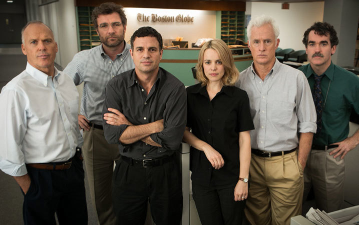 Bildnachweis: © Open Road Films | Keaton, Schreiber, Ruffalo, McAdams, Slattery und d?Arcy James in "Spotlight"