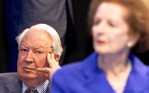 Sir Edward Heath and Lady Thatcher at the Conservative Party Conference (Reuters)
