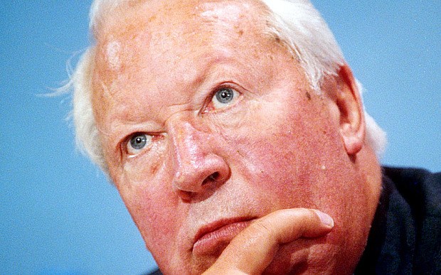Sir Edward Heath at the Conservative Party Conference, 1990 (Rex)