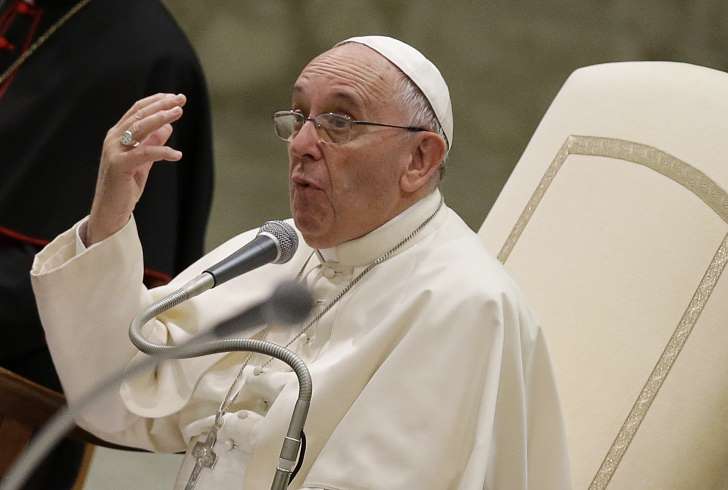 © AP Photo/Gregorio Borgia Pope Francis delivers his speech during a meeting with Youth Eucharistic Movement in the Paul VI hall at the Vatican, Friday, Aug. 7, 2015. Pope Francis thrills Democrats with his teachings on climate change, social justice…