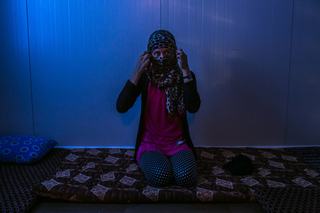 A woman, who said she was raped by Islamic State militants, in a refugee camp in the Kurdistan region of northern Iraq.