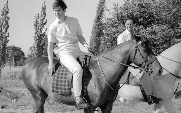 Prince Charles horseriding, during his year spent at Geelong Grammar's Timbertop campus Photo: Rex