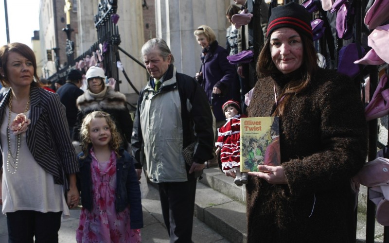 An abuse survivor protests outside St Mary's Pro-Cathedral in Dublin in 2010 (Photo: PA)
