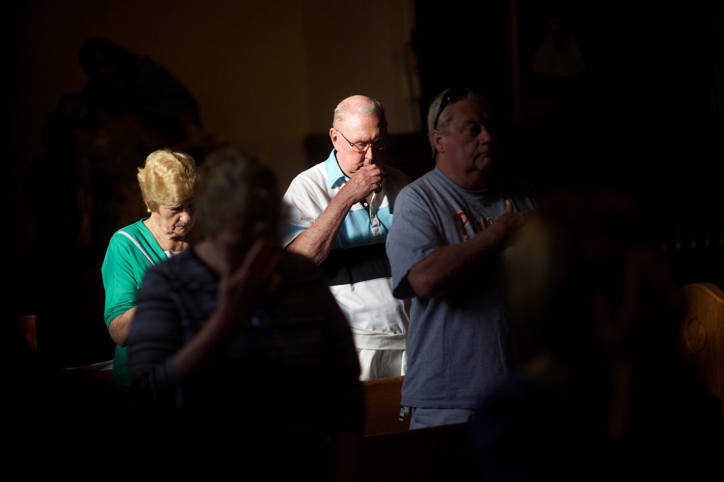 Worshipers at a Mass at the Nativity of the Blessed Virgin Mary church in Philadelphia this month.