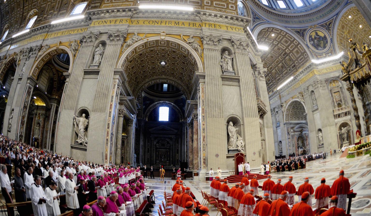 Pope Francis leads cardinals and bishops in prayer at St. Peter's Basilica, in Vatican City. For decades, attorneys have sought to hold the Holy See responsible for the crimes of sexually abusive priests.