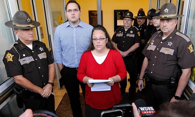 Kentucky county clerk Kim Davis spent five days in jail for rejecting marriage licences for gay couples. Photograph: Chris Tilley/Reuters