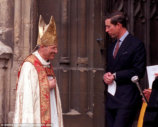 Friends: Prince Charles is pictured here with the former Bishop of Lewes and Gloucester Peter Ball in 1992