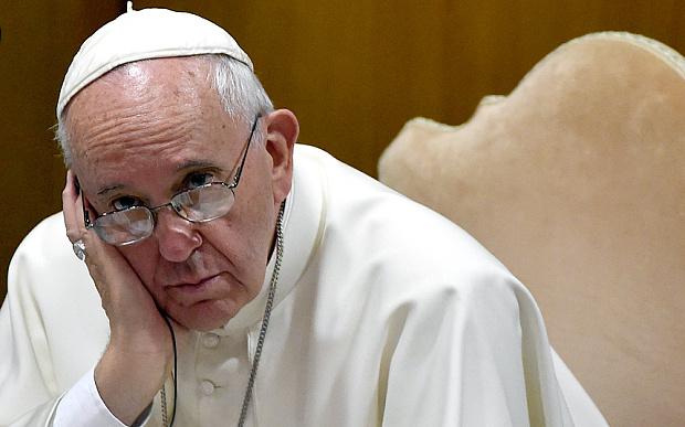 The pope's remarks were filmed on an iPad Photo: ANDREAS SOLARO/AFP