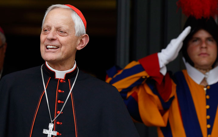 Cardinal Donald W. Wuerl of Washington left a session of the Synod of Bishops on the family at the Vatican Oct. 6. (CNS photo/Paul Haring)