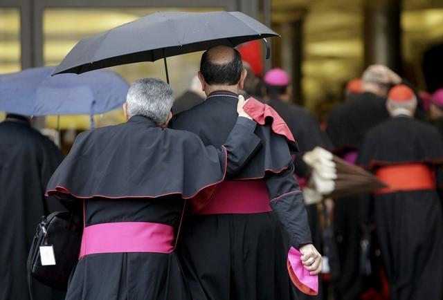 Bishops arrive for the synod of the family led by Pope Francis at the Vatican, October 10, 2015.