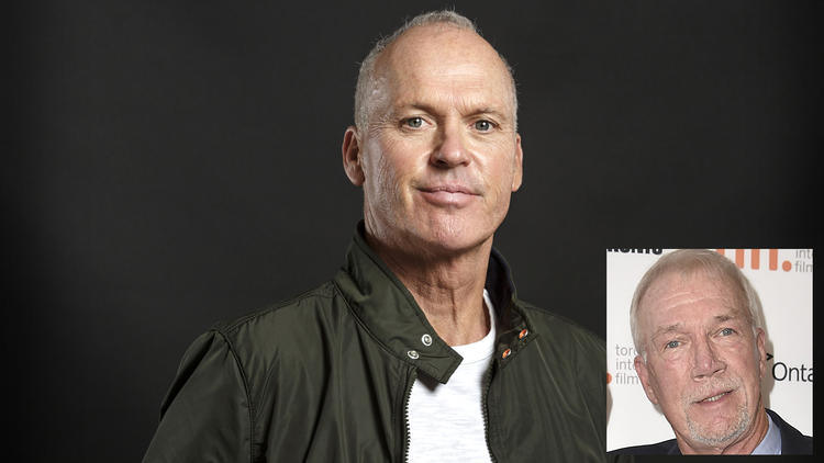 Actor Michael Keaton, with an inset photo of Walter Robinson. (Ricardo DeAratanha/Los Angeles Times / inset - Alberto E. Rodriguez/Getty Images)