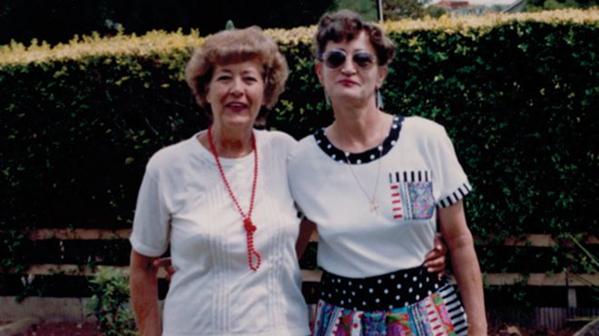 Pamela (right) reunited with her mother in 1990