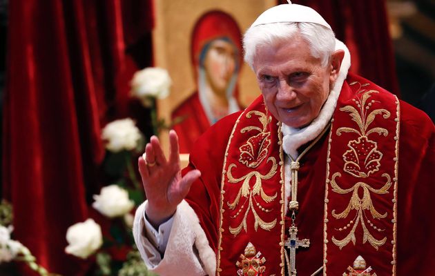Pope Benedict XVI waves during a mass. File picture.
