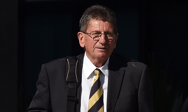 Raymond Cross, a former headmaster of Brisbane Grammar’s junior school, leaves the magistrate’s court in Brisbane on Wednesday after giving evidence to the child sex abuse royal commission. Photograph: Dan Peled/AAP