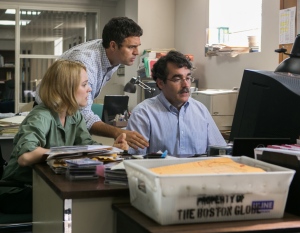 In Spotlight, actors, from left, Rachel McAdams, Mark Ruffalo and Brian d’Arcy James portray real-life journalists. 'The people who tell these stories under great duress a lot of the time are the heroes,' says co-star John Slattery. (Kerry Hayes/Entertainment One)