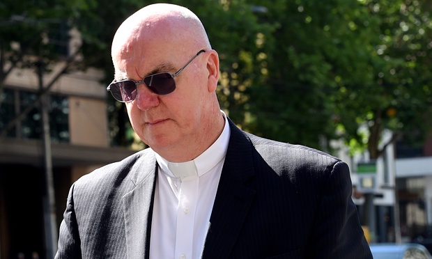 Monsignor Glynn Murphy leaves the child abuse royal commission hearing in Melbourne on Thursday. Photograph: Tracey Nearmy/AAP