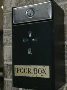 The collection box inside St. Frances De Chantal.