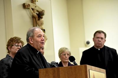 Bernard Hebda, apostolic administrator of the Archdiocese of St. Paul and Minneapolis, speaks during a news conference Friday, Dec. 18, 2015, in St. Paul about the archdiocese's settlement with Ramsey County of a clergy sexual abuse lawsuit brought by the county. "The settlement agreement is the latest and most public indicator that this archdiocese has earnestly embarked on a journey of selfreflection, evaluation and action," Hebda said. (Pioneer Press: Jean Pieri)