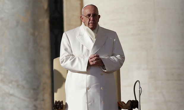 Pope Francis at the Vatican on 30 December. The pope has accepted the resignation of Brian Finnegan, Brisbane auxiliary bishop. Photograph: Max Rossi/Reuters