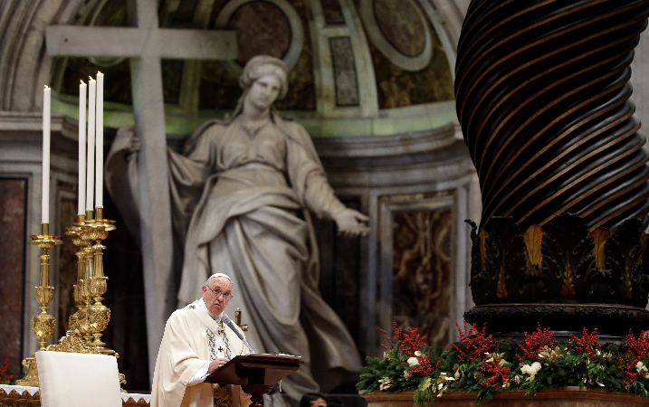 Pope Francis delivered his homily during a Mass in St. Peter's Basilica to mark the Epiphany on Jan. 6, 2016. The Epiphany is the day Catholics recall the journey of the Three Kings, or Magi, to pay homage to the Infant Jesus. (Gregorio Borgia / AP)