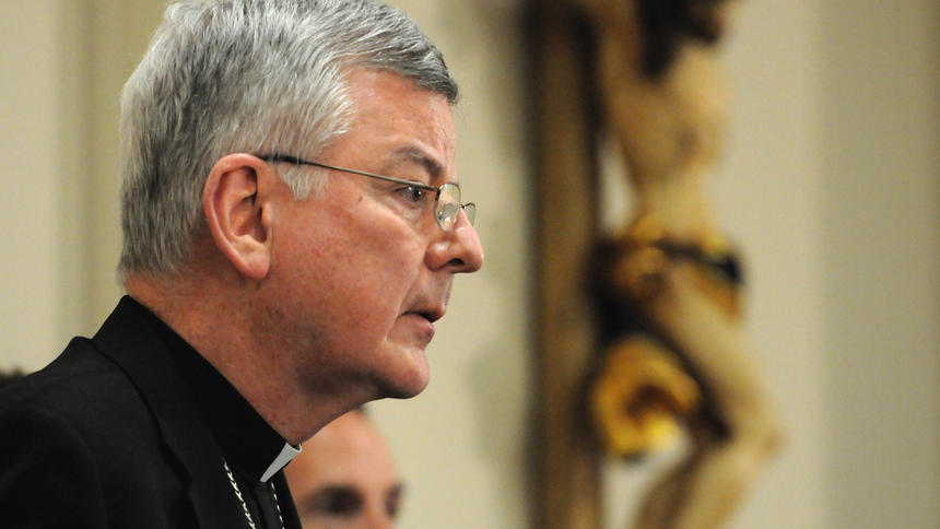 Archbishop John Nienstedt discusses the Archdiocese's bankruptcy filing at Monsignor Hayden Center in St. Paul on Friday Jan. 16, 2015. The Archdiocese of St. Paul and Minneapolis filed for Chapter 11 bankruptcy in federal court Friday morning. (Pioneer Press: Jean Pieri)