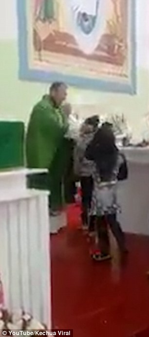 One social media user claimed the holyman had a smile on his face and was joking with the kids.