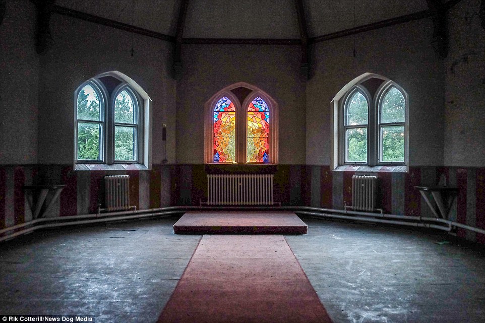 The stainless glass windows once lit up the rooms with a technicolour glow, but now the rooms are totally empty and the buildings are falling into disrepair
