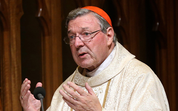 Cardinal Pell, the former Archbishop of Sydney, has long been accused of shielding predatory priests in Australia Photo: EPA