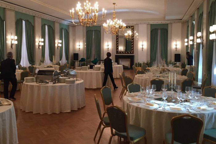 PHOTO: The 209 room Hotel Quirinale where Cardinal Pell's hearing will be held is sold out and security is expected to be tight. (ABC News: Lisa Millar)