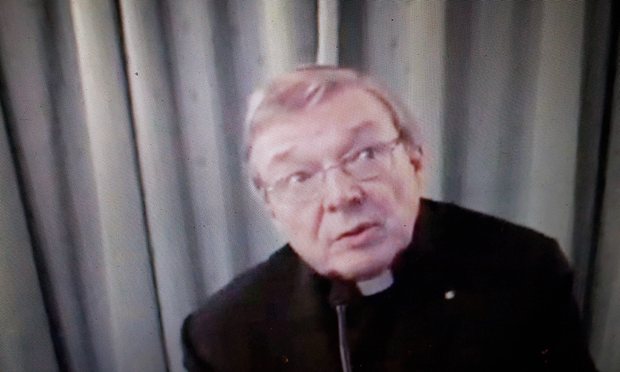 Cardinal George Pell gives evidence to the royal commission. Photograph: Lukas Coch/EPA