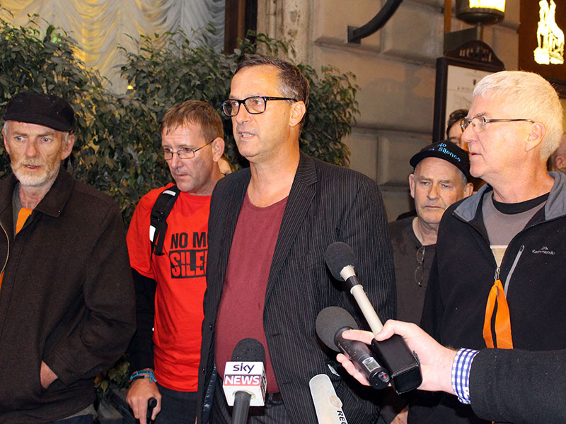 Sex abuse survivors in Rome during the hearing. Photo: AAP