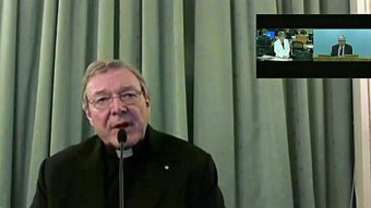 PHOTO: Cardinal George Pell has been giving testimony to the child abuse royal commission in Rome. (ABC News)
