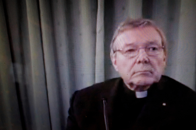 George Pell gave four days of evidence to the royal commission via video link from Rome. AAP/Lukas Coch