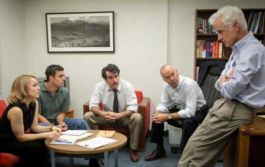 Rachel McAdams, Mark Ruffalo, Brian d'Arcy James, Michael Keaton and John Slattery in Spotlight. The film tells the riveting story of how the Boston Globe newspaper finally uncovered the scale of clerical sex abuse in the region and its systematic cover-up, has put the spotlight back on the Church’s handling of the scandals