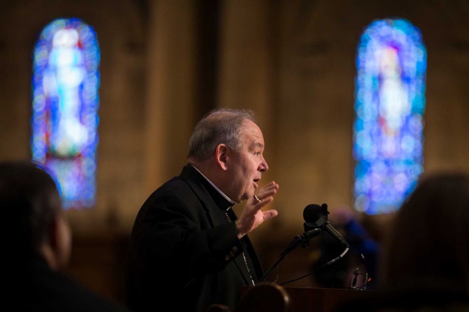 Archbishop Bernard Hebda speaks during a news conference at St. Paul Cathedral after being appointed as Archbishop of the archdiocese of St. Paul and Minneapolis on Thursday, March 24, 2016 in St. Paul, Minn. ... more