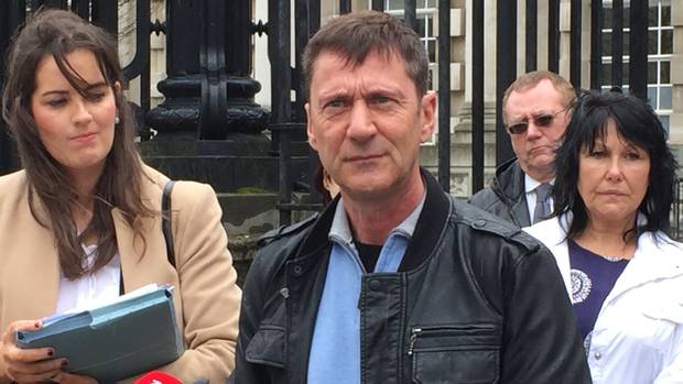 Kincora abuse victim Richard Kerr speaks to the media outside Belfast High Court