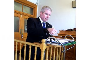 Historian John FitzGerald, expert witness for the RC church, is seen prior to testifying Thursday at the Mount Cashel civil trial. — Photo by Barb Sweet/The Telegram
