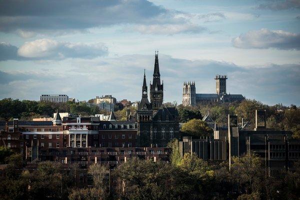Georgetown University in Washington, seen from across the Potomac River. The institution came under fire last fall, with students demanding justice for the slaves in the 1838 sale.